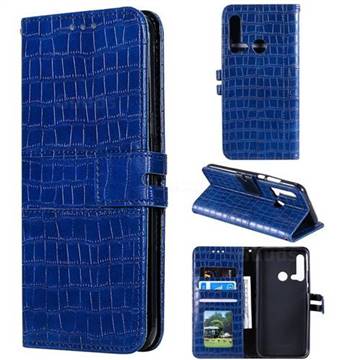 Luxury Crocodile Magnetic Leather Wallet Phone Case for Huawei P20 Lite(2019) - Blue