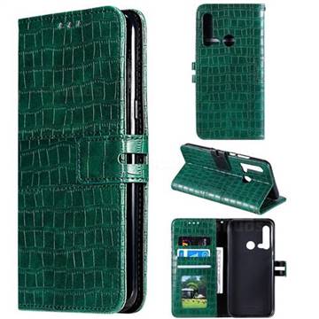 Luxury Crocodile Magnetic Leather Wallet Phone Case for Huawei P20 Lite(2019) - Green
