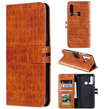 Luxury Crocodile Magnetic Leather Wallet Phone Case for Huawei P20 Lite(2019) - Brown
