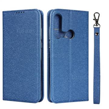 Ultra Slim Magnetic Automatic Suction Silk Lanyard Leather Flip Cover for Huawei P20 Lite(2019) - Sky Blue