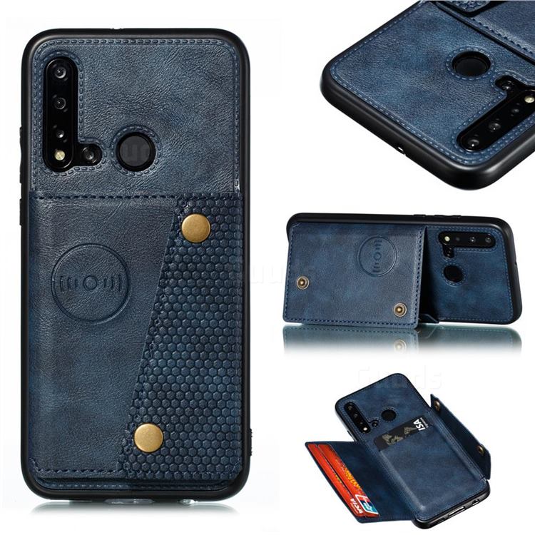 Retro Multifunction Card Slots Stand Leather Coated Phone Back Cover for Huawei P20 Lite(2019) - Blue