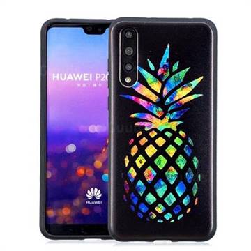 Colorful Pineapple 3D Embossed Relief Black Soft Back Cover for Huawei P20 Pro