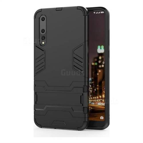 Armor Premium Tactical Grip Kickstand Shockproof Dual Layer Rugged Hard Cover for Huawei P20 Pro - Black