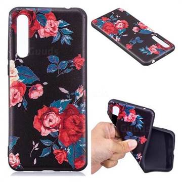 Safflower 3D Embossed Relief Black Soft Back Cover for Huawei P20 Pro