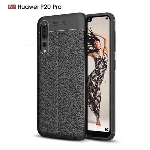 Luxury Auto Focus Litchi Texture Silicone TPU Back Cover for Huawei P20 Pro - Black