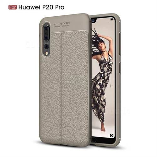 Luxury Auto Focus Litchi Texture Silicone TPU Back Cover for Huawei P20 Pro - Gray