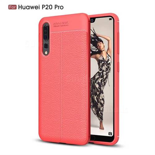 Luxury Auto Focus Litchi Texture Silicone TPU Back Cover for Huawei P20 Pro - Red