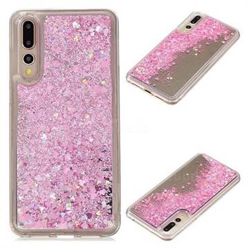 Glitter Sand Mirror Quicksand Dynamic Liquid Star TPU Case for Huawei P20 Pro - Cherry Pink
