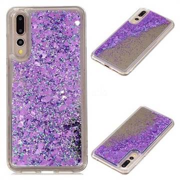 Glitter Sand Mirror Quicksand Dynamic Liquid Star TPU Case for Huawei P20 Pro - Purple