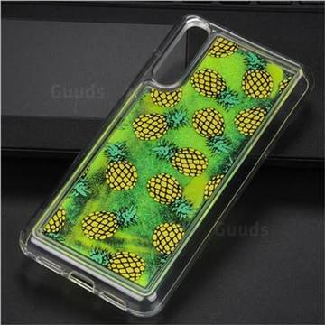 Pineapple Glassy Glitter Quicksand Dynamic Liquid Soft Phone Case for Huawei P20 Pro