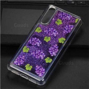 Purple Grape Glassy Glitter Quicksand Dynamic Liquid Soft Phone Case for Huawei P20 Pro