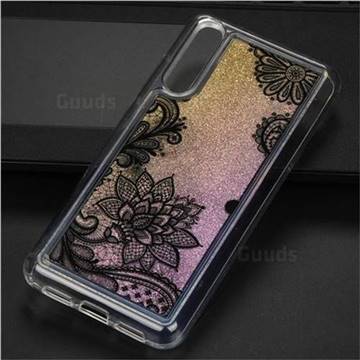 Diagonal Lace Glassy Glitter Quicksand Dynamic Liquid Soft Phone Case for Huawei P20 Pro