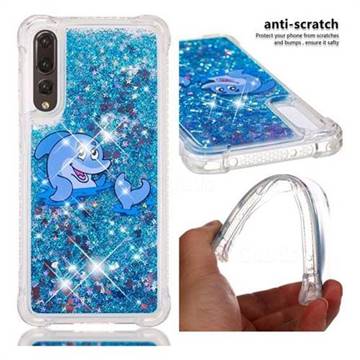 Happy Dolphin Dynamic Liquid Glitter Sand Quicksand Star TPU Case for Huawei P20 Pro