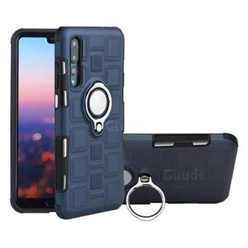 Ice Cube Shockproof PC + Silicon Invisible Ring Holder Phone Case for Huawei P20 Pro - Royal Blue