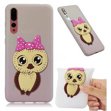 Bowknot Girl Owl Soft 3D Silicone Case for Huawei P20 Pro - Translucent White