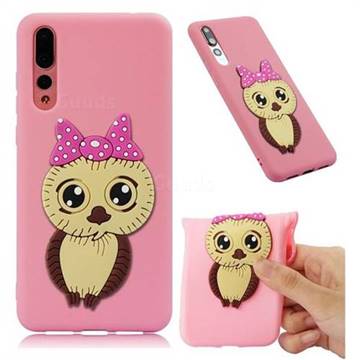 Bowknot Girl Owl Soft 3D Silicone Case for Huawei P20 Pro - Pink