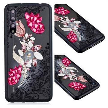 Tulip Lace Diamond Flower Soft TPU Back Cover for Huawei P20 Pro