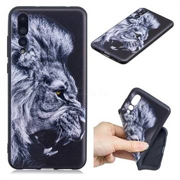 Lion 3D Embossed Relief Black TPU Cell Phone Back Cover for Huawei P20 Pro
