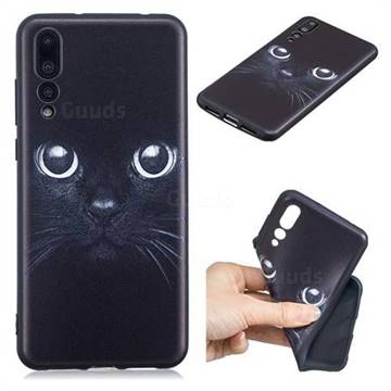 Bearded Feline 3D Embossed Relief Black TPU Cell Phone Back Cover for Huawei P20 Pro
