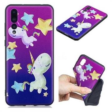 Pony 3D Embossed Relief Black TPU Cell Phone Back Cover for Huawei P20 Pro
