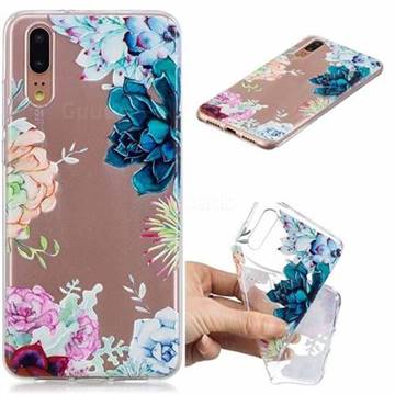 Gem Flower Clear Varnish Soft Phone Back Cover for Huawei P20 Pro