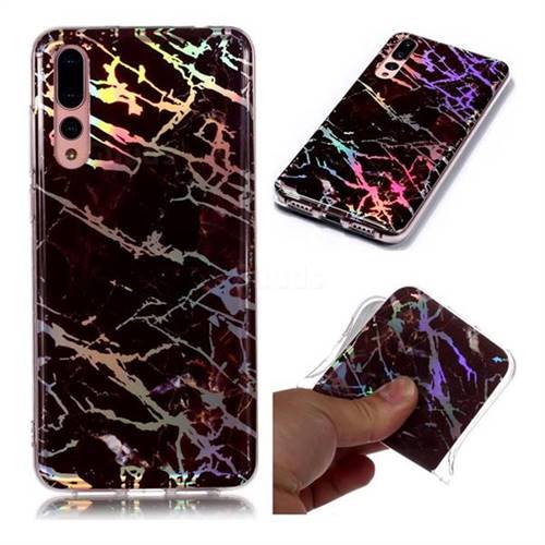 Black Brown Marble Pattern Bright Color Laser Soft TPU Case for Huawei P20 Pro
