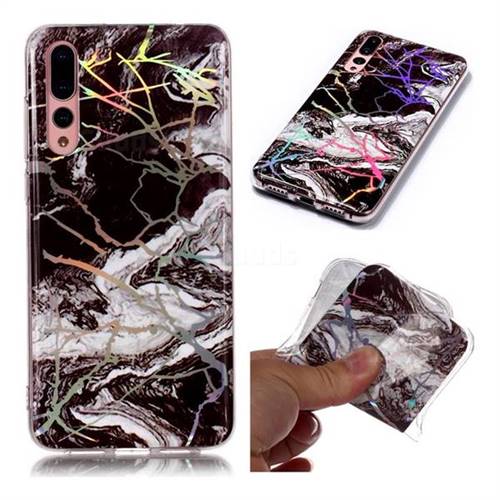White Black Marble Pattern Bright Color Laser Soft TPU Case for Huawei P20 Pro
