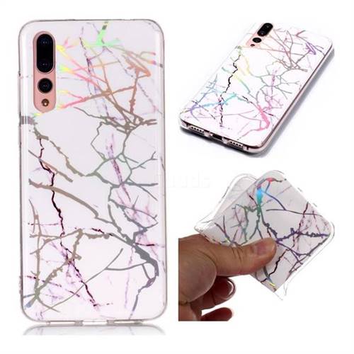 Color White Marble Pattern Bright Color Laser Soft TPU Case for Huawei P20 Pro