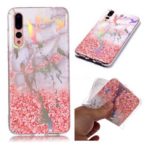 Powder Sandstone Marble Pattern Bright Color Laser Soft TPU Case for Huawei P20 Pro