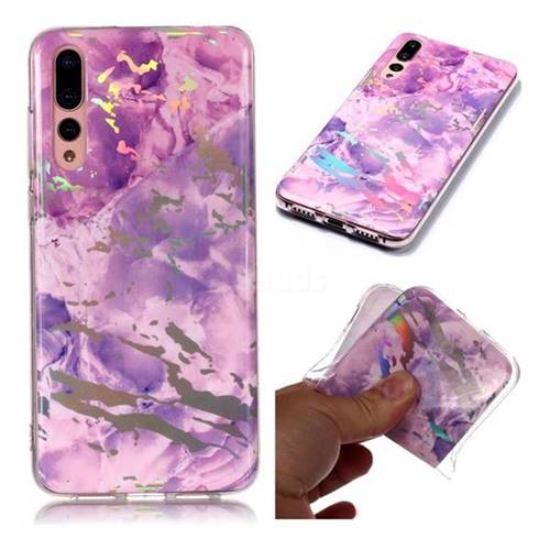 Purple Marble Pattern Bright Color Laser Soft TPU Case for Huawei P20 Pro