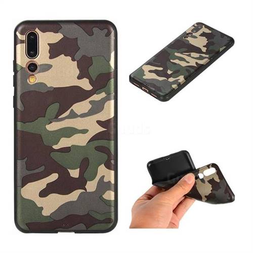 Camouflage Soft TPU Back Cover for Huawei P20 Pro - Gold Green