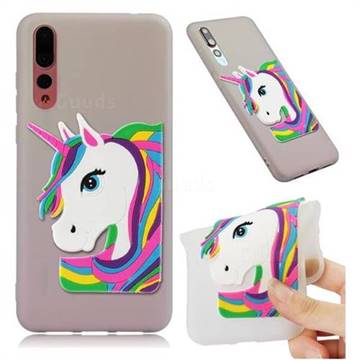 Rainbow Unicorn Soft 3D Silicone Case for Huawei P20 Pro - Translucent White