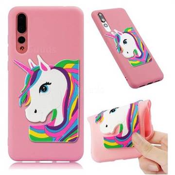 Rainbow Unicorn Soft 3D Silicone Case for Huawei P20 Pro - Pink