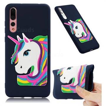 Rainbow Unicorn Soft 3D Silicone Case for Huawei P20 Pro - Navy