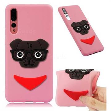 Glasses Dog Soft 3D Silicone Case for Huawei P20 Pro - Pink