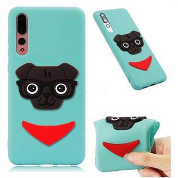 Glasses Dog Soft 3D Silicone Case for Huawei P20 Pro - Sky Blue
