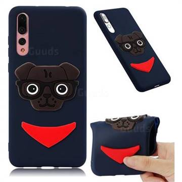 Glasses Dog Soft 3D Silicone Case for Huawei P20 Pro - Navy