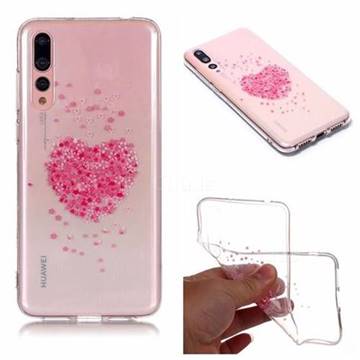 Heart Cherry Blossoms Super Clear Soft TPU Back Cover for Huawei P20 Pro