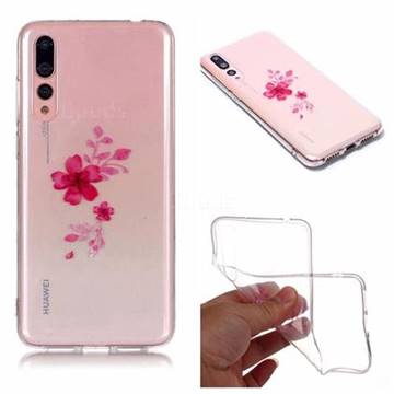 Red Cherry Blossom Super Clear Soft TPU Back Cover for Huawei P20 Pro
