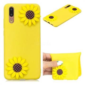 Yellow Sunflower Soft 3D Silicone Case for Huawei P20 Pro