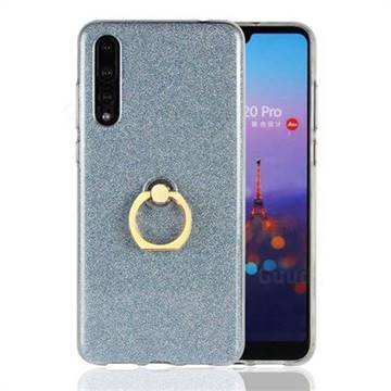 Luxury Soft TPU Glitter Back Ring Cover with 360 Rotate Finger Holder Buckle for Huawei P20 Pro - Blue