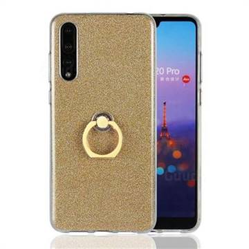 Luxury Soft TPU Glitter Back Ring Cover with 360 Rotate Finger Holder Buckle for Huawei P20 Pro - Golden