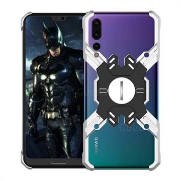 Heroes All Metal Frame Coin Kickstand Car Magnetic Bumper Phone Case for Huawei P20 Pro - Silver