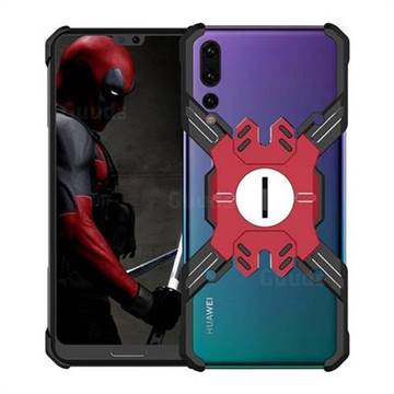 Heroes All Metal Frame Coin Kickstand Car Magnetic Bumper Phone Case for Huawei P20 Pro - Black
