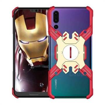 Heroes All Metal Frame Coin Kickstand Car Magnetic Bumper Phone Case for Huawei P20 Pro - Red