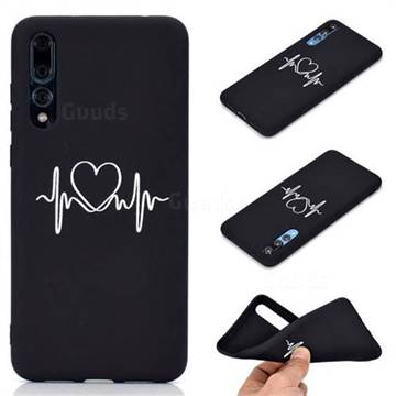 Heart Radio Wave Chalk Drawing Matte Black TPU Phone Cover for Huawei P20 Pro