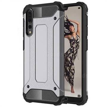 King Kong Armor Premium Shockproof Dual Layer Rugged Hard Cover for Huawei P20 Pro - Silver Grey