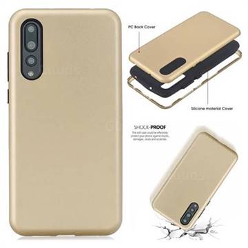 Matte PC + Silicone Shockproof Phone Back Cover Case for Huawei P20 Pro - Goldden
