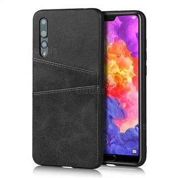 Simple Calf Card Slots Mobile Phone Back Cover for Huawei P20 Pro - Black