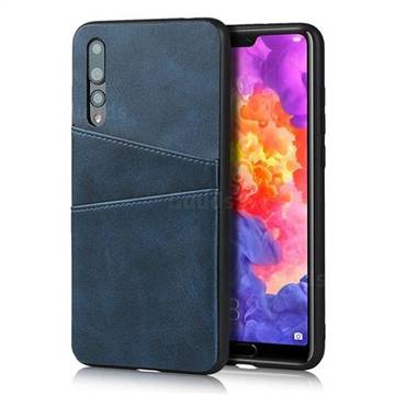 Simple Calf Card Slots Mobile Phone Back Cover for Huawei P20 Pro - Blue